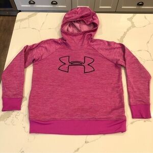 Under Armour Pink Cowl Neck Hoodie Pullover Sweatshirt Pockets Logo Women’s M